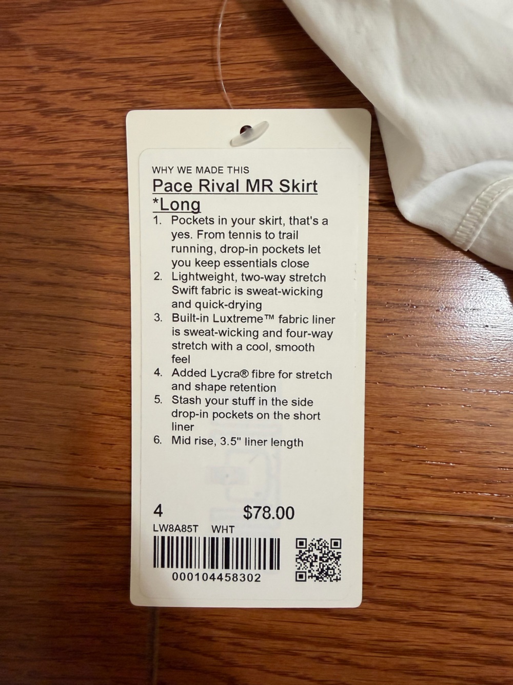 lululemon athletica White Women's Tennis Skort with Liner - Picture 4 of 4